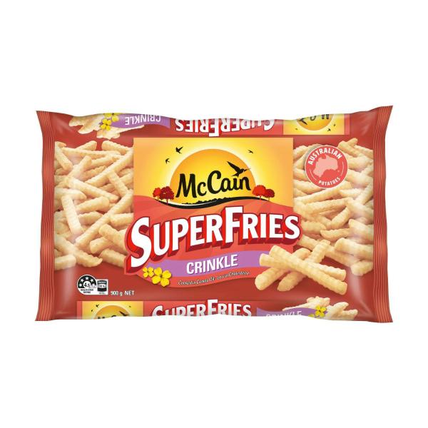 MCCAINS SUPERFRIES FROZEN POTATO CHIPS:CRINKLE CUT:.:900 GRAM