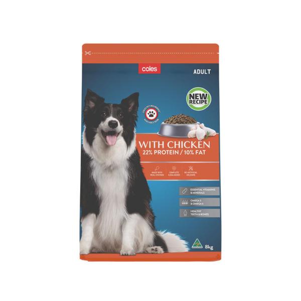 COLES ADULT DRY DOG FOOD WITH CHICKEN 8 KG