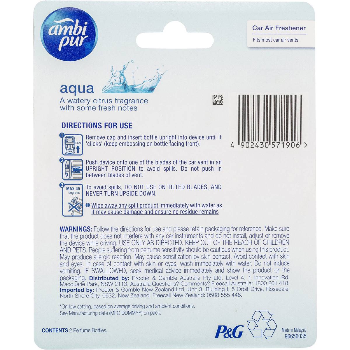Ambi Pur Car Refill Aqua 7.5ml