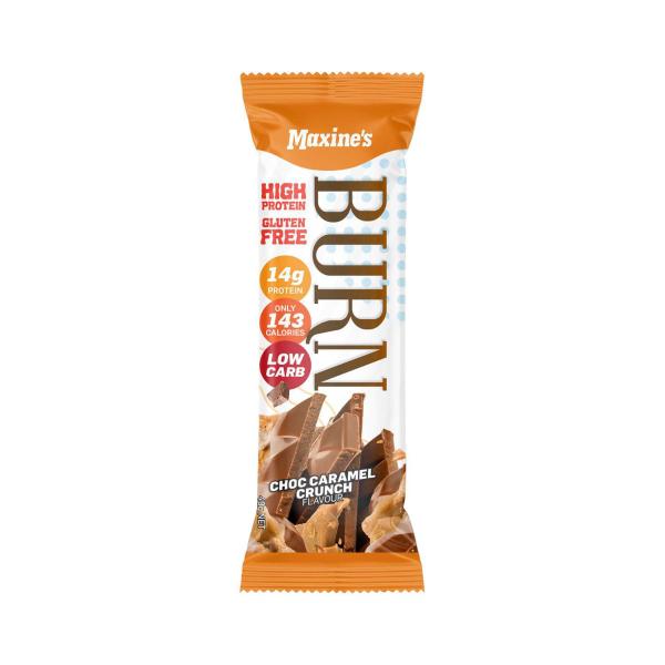 MAXINE'S BURN HIGH PROTEIN BAR CHOC CARAMEL CRUNCH 40G