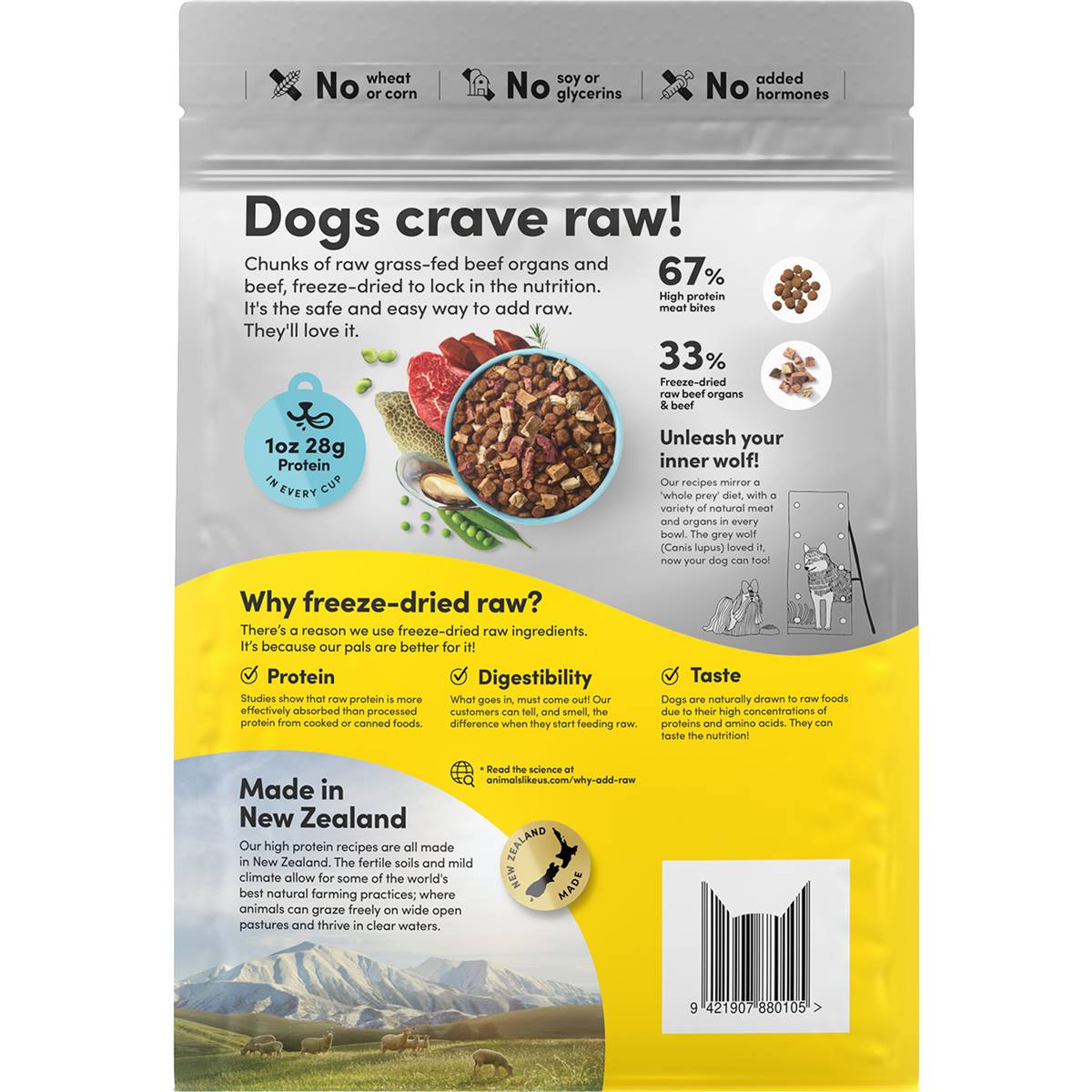 Animals Like Us RawMix33 Dry Dog Food With Beef 1kg