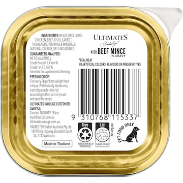 Ultimates Indulge Wet Dog Food Beef Mince In Gravy 100g