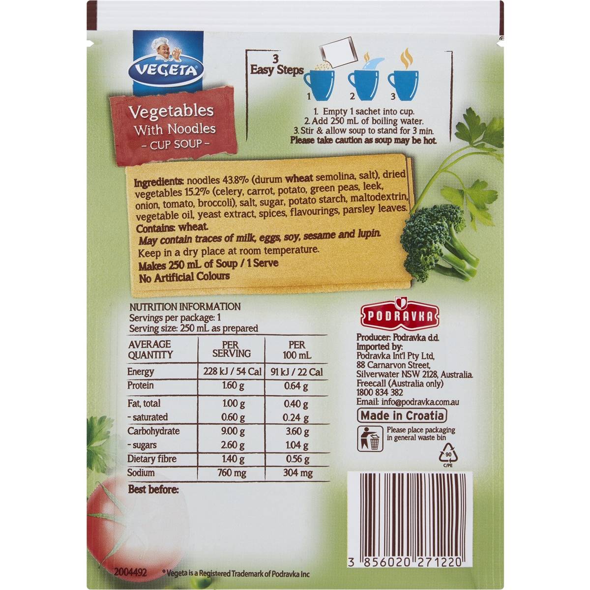 Vegeta Vegetables With Noodles Cup Soup 16g