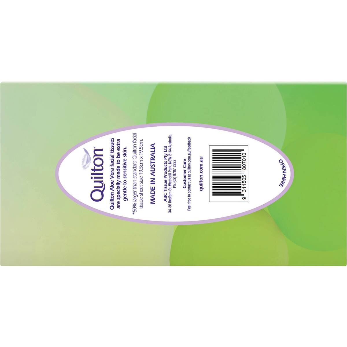 Quilton 3 Ply Large & Thick Aloe Vera Facial Tissue 72 pack