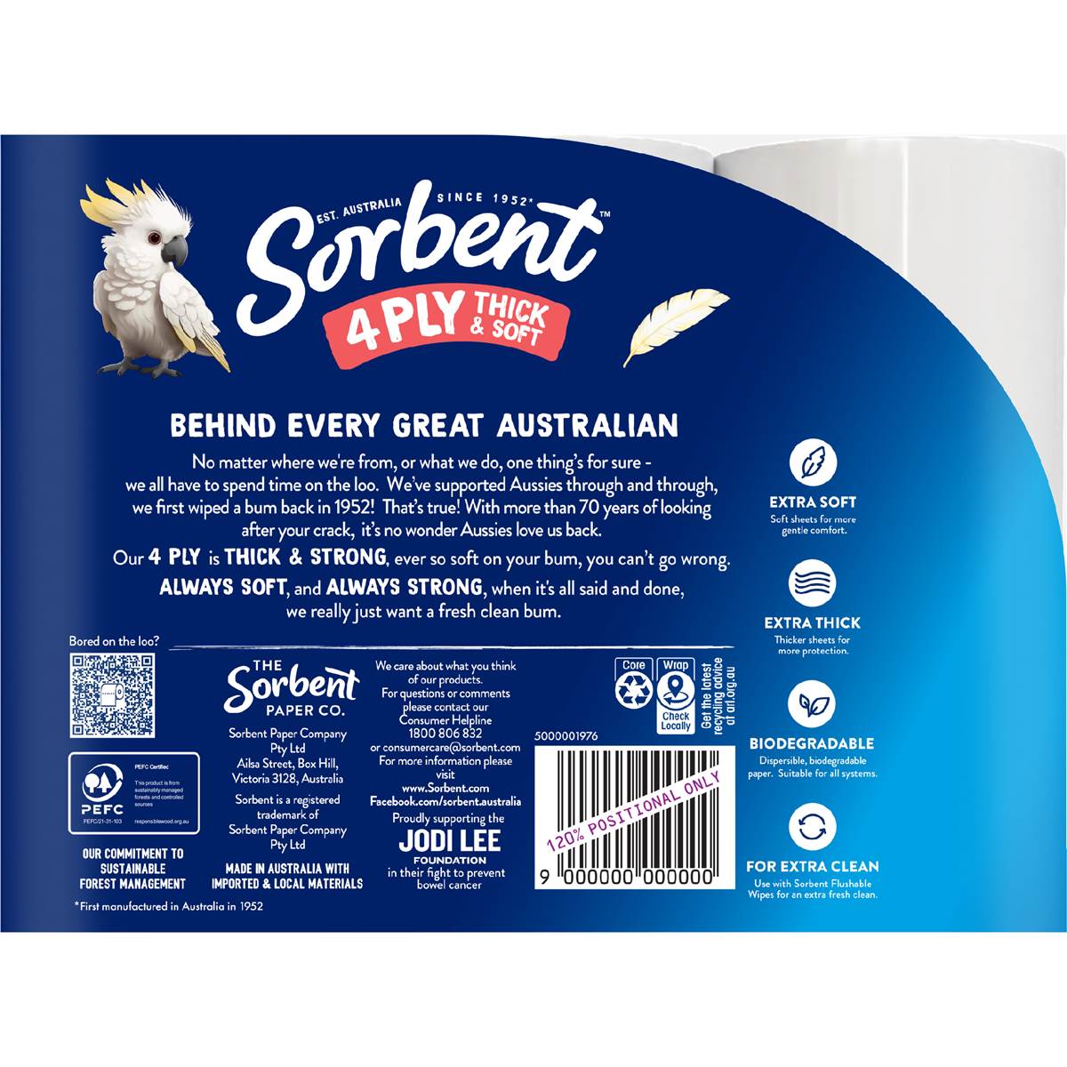 Sorbent 4PLY Thick & Soft Toilet Paper 12 pack