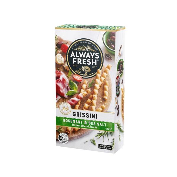 ALWAYS FRESH GRISSINI BREADSTICKS:ROSEMARY & SEA SA:.:125 GRAM