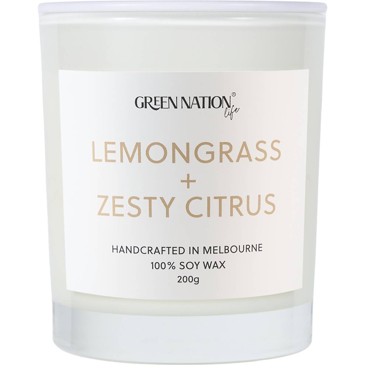 Green Nation Soy Wax Candle Lemongrass & Zesty Citrus Each