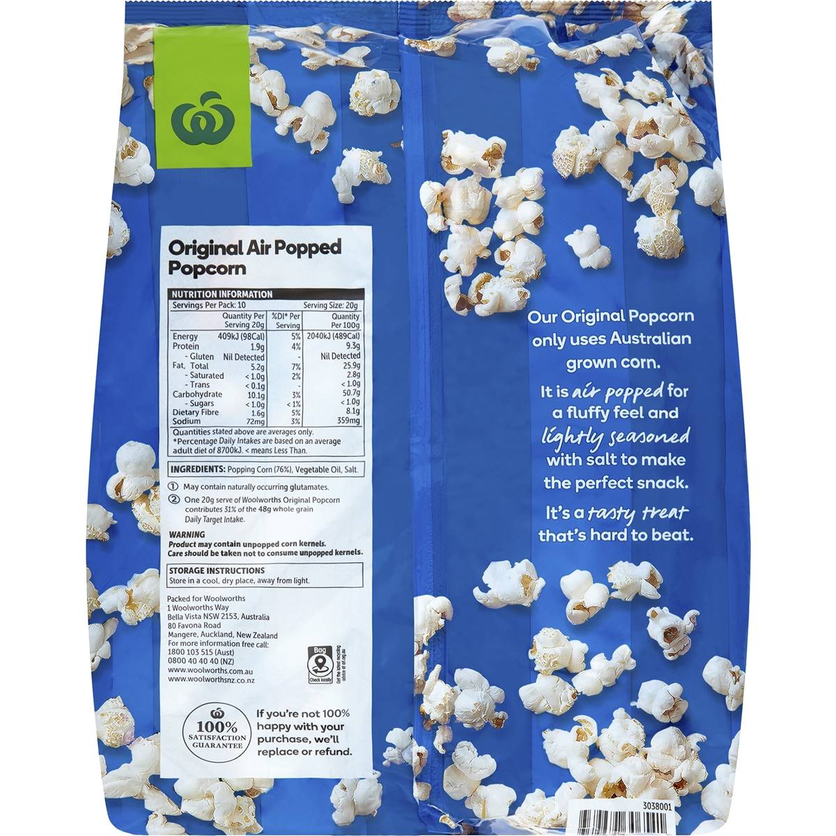 Woolworths Original Gluten Free Popcorn 10 pack