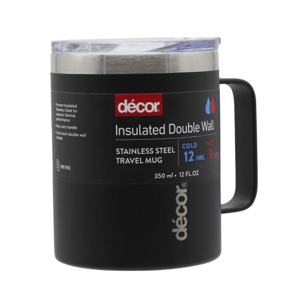 DECOR INSULATED DOUBLE WALL STAINLESS STEEL TRAVEL MUG