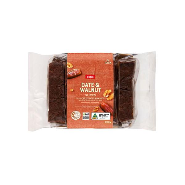 COLES DATE & WALNUT SLICES 5PK