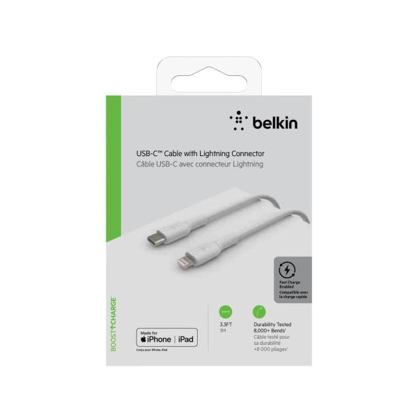 BOOSTCHARGEUSB-C CABLE TO LIGHTNING CABLE- 1M - WHITE