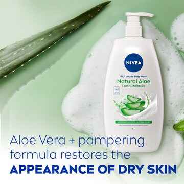 Nivea Rich Lather Natural Aloe Vera Moisturising Body Wash 1L