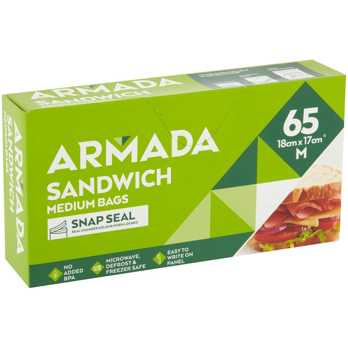 Armada Resealable Sandwich Bags 65 pack