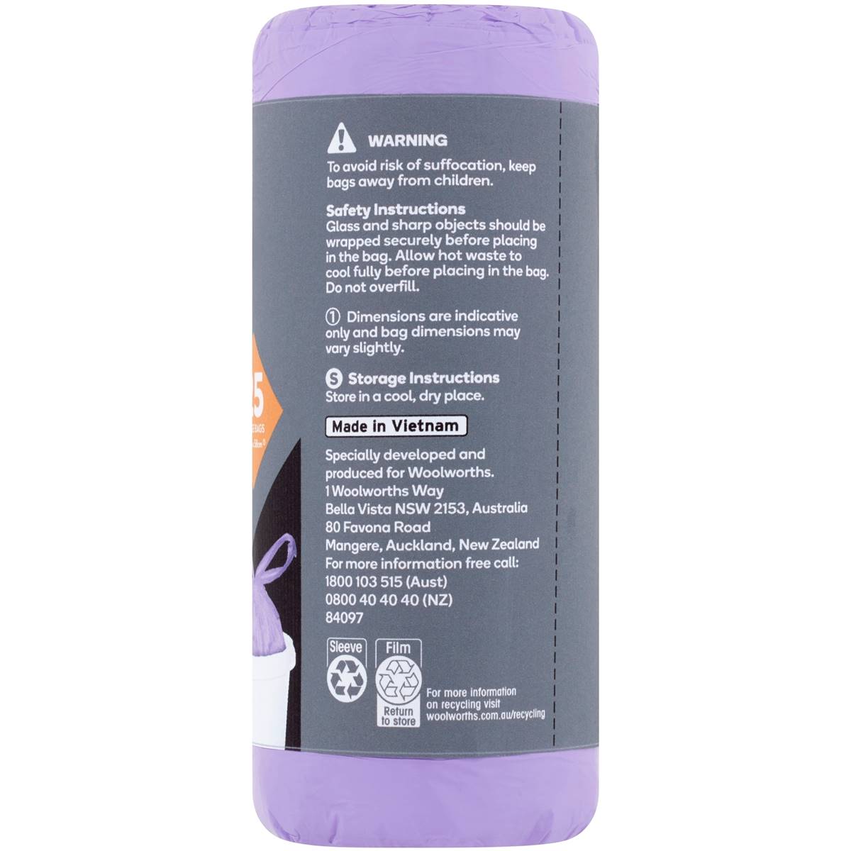 Armada Large Kitchen Tidy Bag Lavender/Lemon Scented 25 Pack
