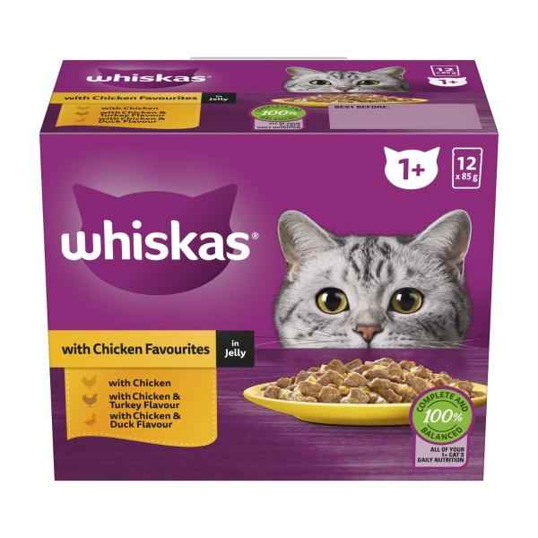 Adult 1 + Years Wet Cat Food Chicken Favourites in Jelly 12x85g Pouches