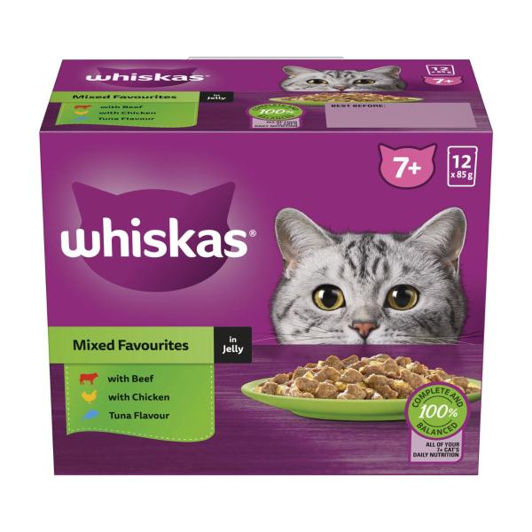 Senior 7+ Years Wet Cat Food Mixed Favourites In Jelly 12x85g Pouch