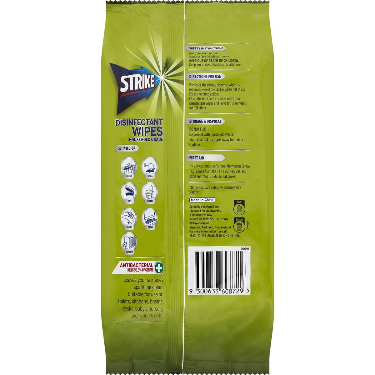 Strike Disinfectant Wipes Apple 100 Pack