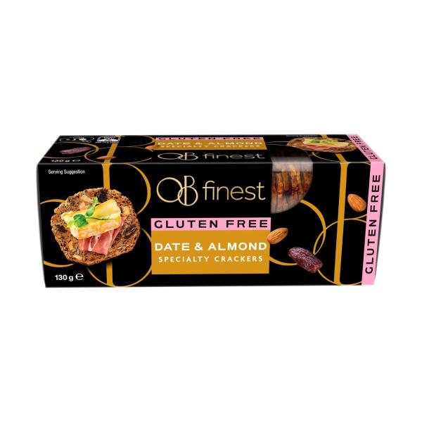 OB FINEST SPECIALTY CRACKERS DATE & ALMOND GLUTEN FREE 130G