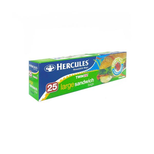 HERCULES TWINZIP RESEALABLE LARGE SANDWICH BAGS 25 PACK