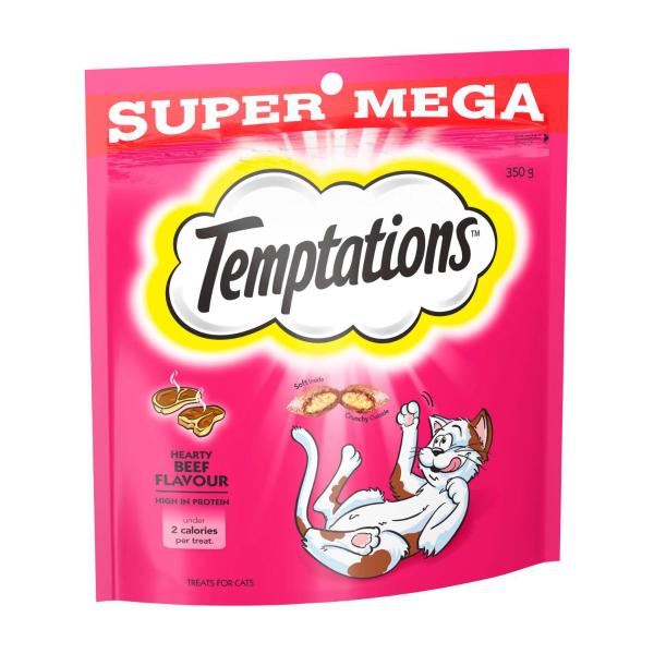 TEMPTATIONS CAT TREATS HEARTY BEEF 350 GRAM