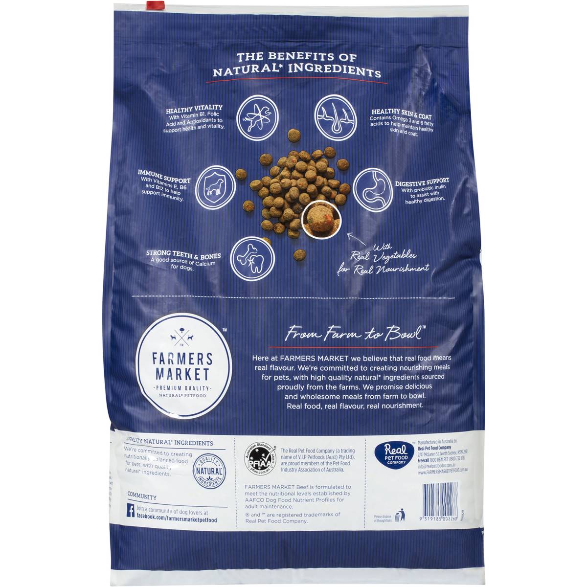 Farmers Market Adult Dry Dog Food Beef & Farm Vegetables 6.8kg