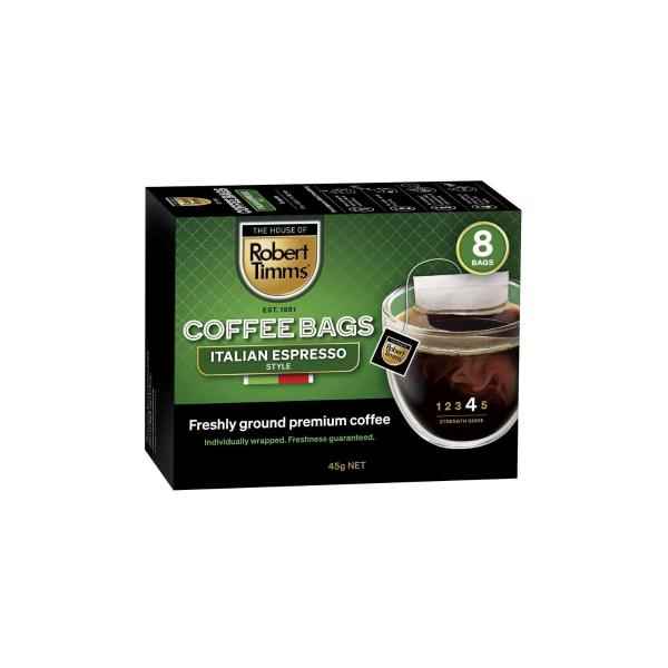 Italian Espresso Style Coffee Bags 8 Pack
