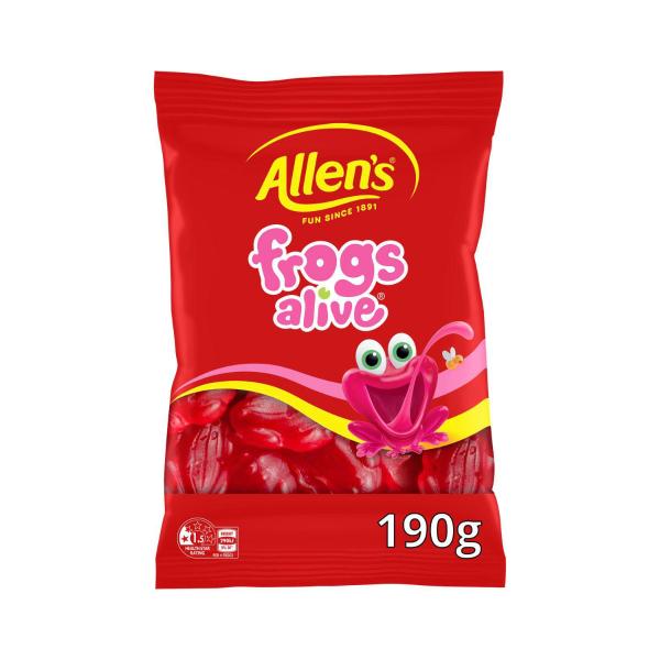 ALLEN'S LOLLIES RED FROGS ALIVE BAG 190G