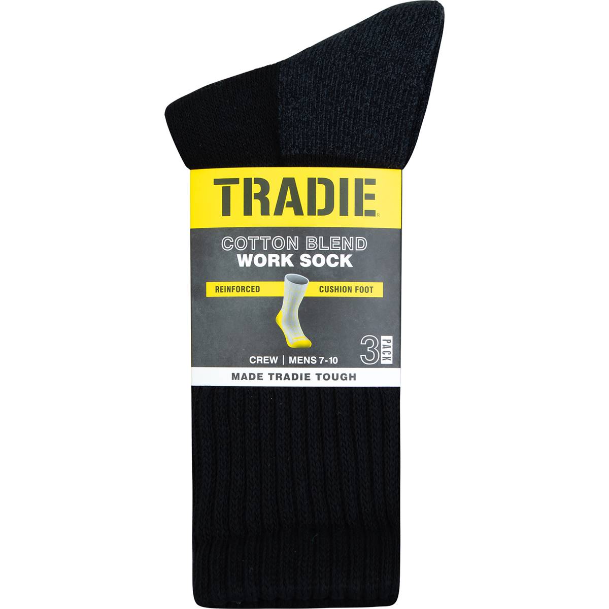 Tradie Mens Socks Black 11/13 3 Pack