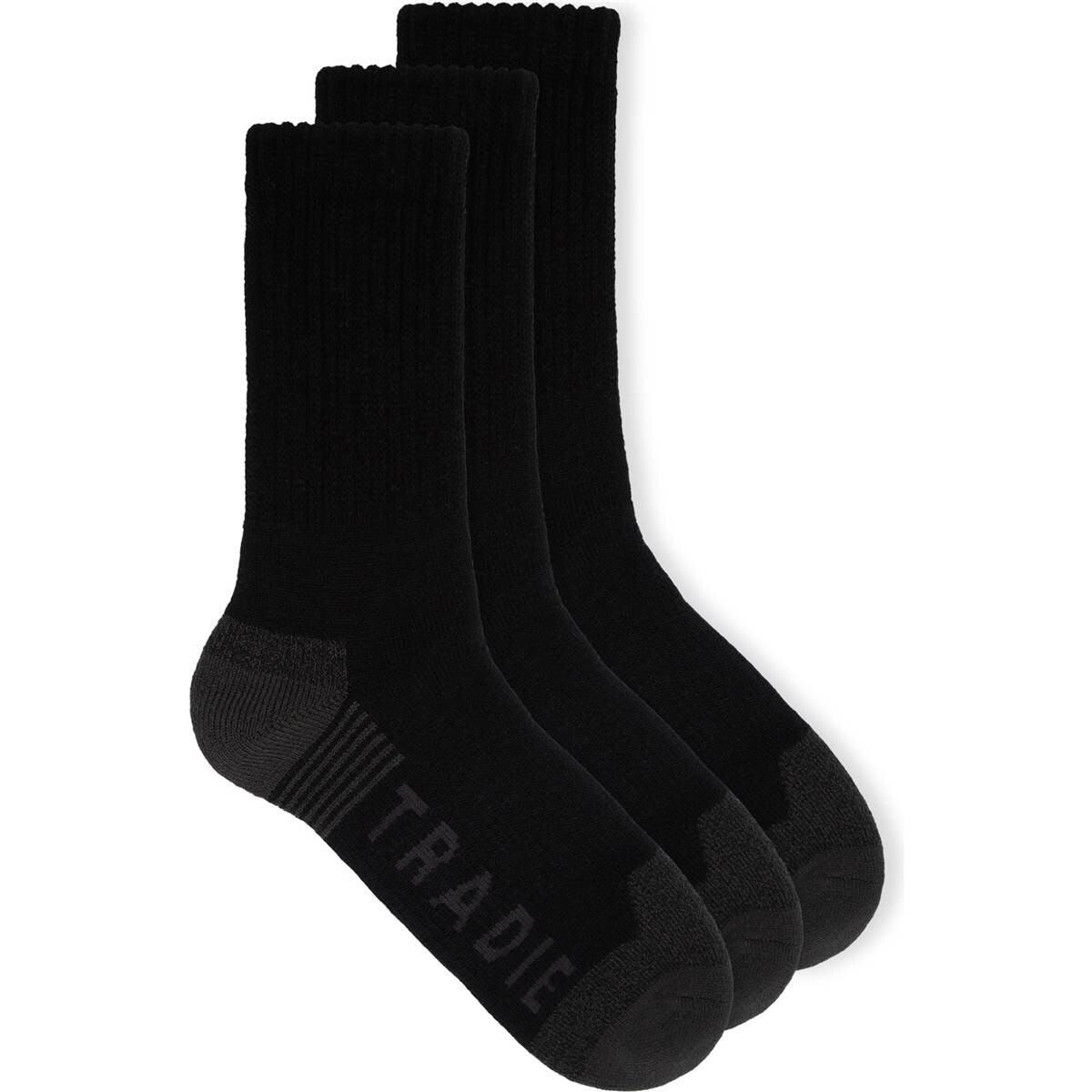 Tradie Mens Work Socks Black 7/10 3 Pack