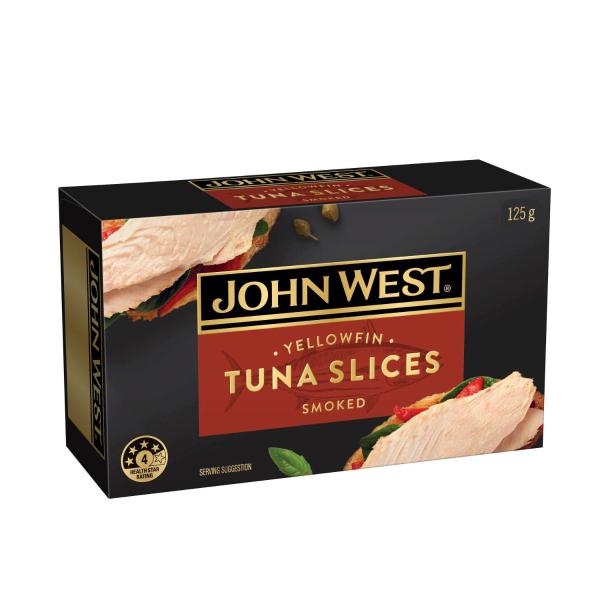 JOHN WEST TUNA SLICES:SMOKED:.:125 GRAM