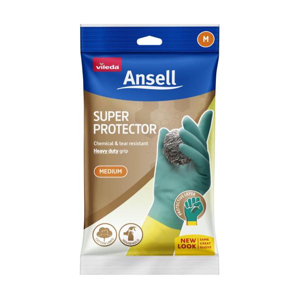 VILEDA ANSELL SUPER RUBBER GLOVES MEDIUM 1 PACK
