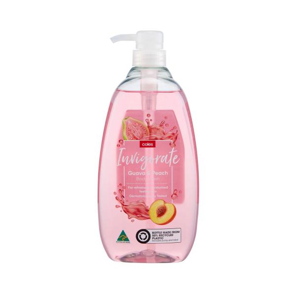COLES BODY WASH GUAVA & PEACH 1LITRE