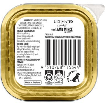 Ultimates Indulge Wet Dog Food Lamb Mince In Gravy 100g