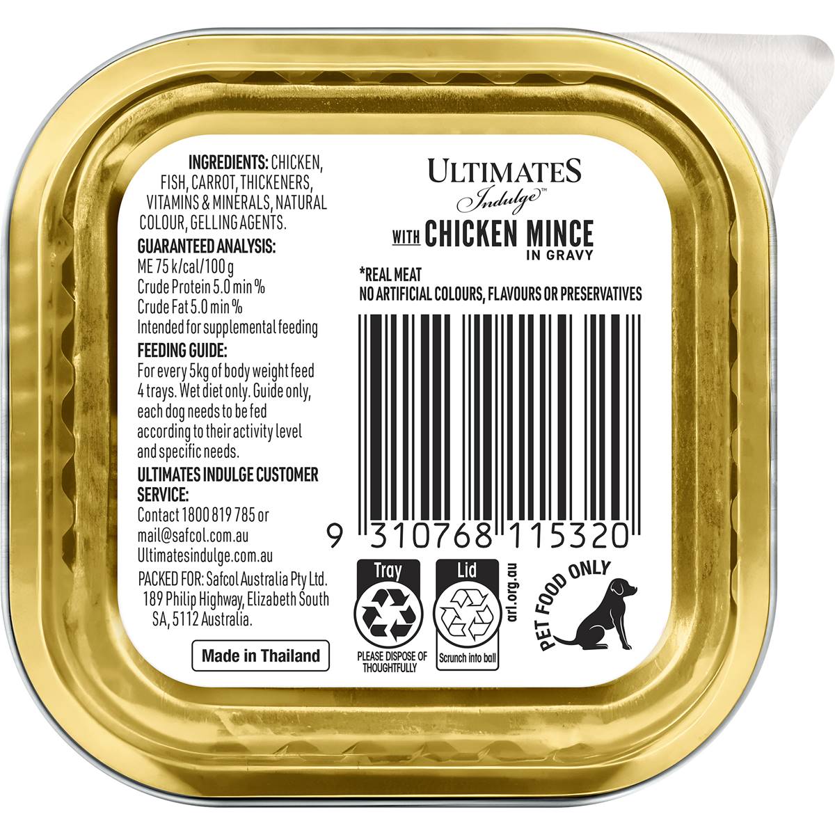 Ultimates Indulge Dog Food Chicken Mince In Gravy 100g