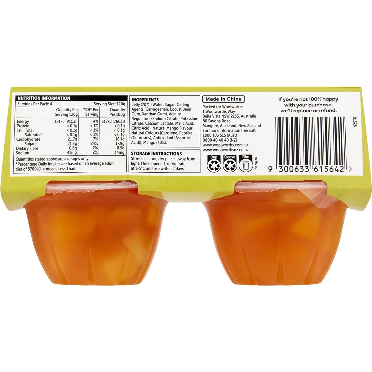 Woolworths Mango In Mango Jelly 4 pack