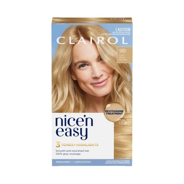 CLAIROL NICE'N EASY 9B LIGHT BEIGE BLONDE PERMANENT HAIR COLOUR