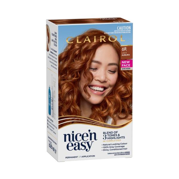 CLAIROL NICE'N EASY 6R LIGHT AUBURN PERMANENT HAIR COLOUR