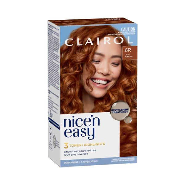 CLAIROL NICE'N EASY 6R LIGHT AUBURN PERMANENT HAIR COLOUR