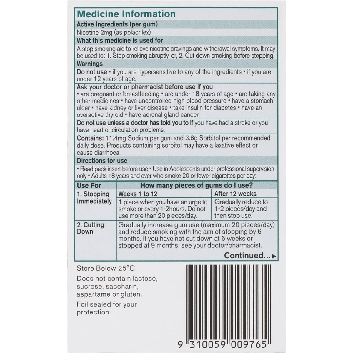 Nicorette Quit Smoking Regular Strength Nicotine Gum Classic 30 pack