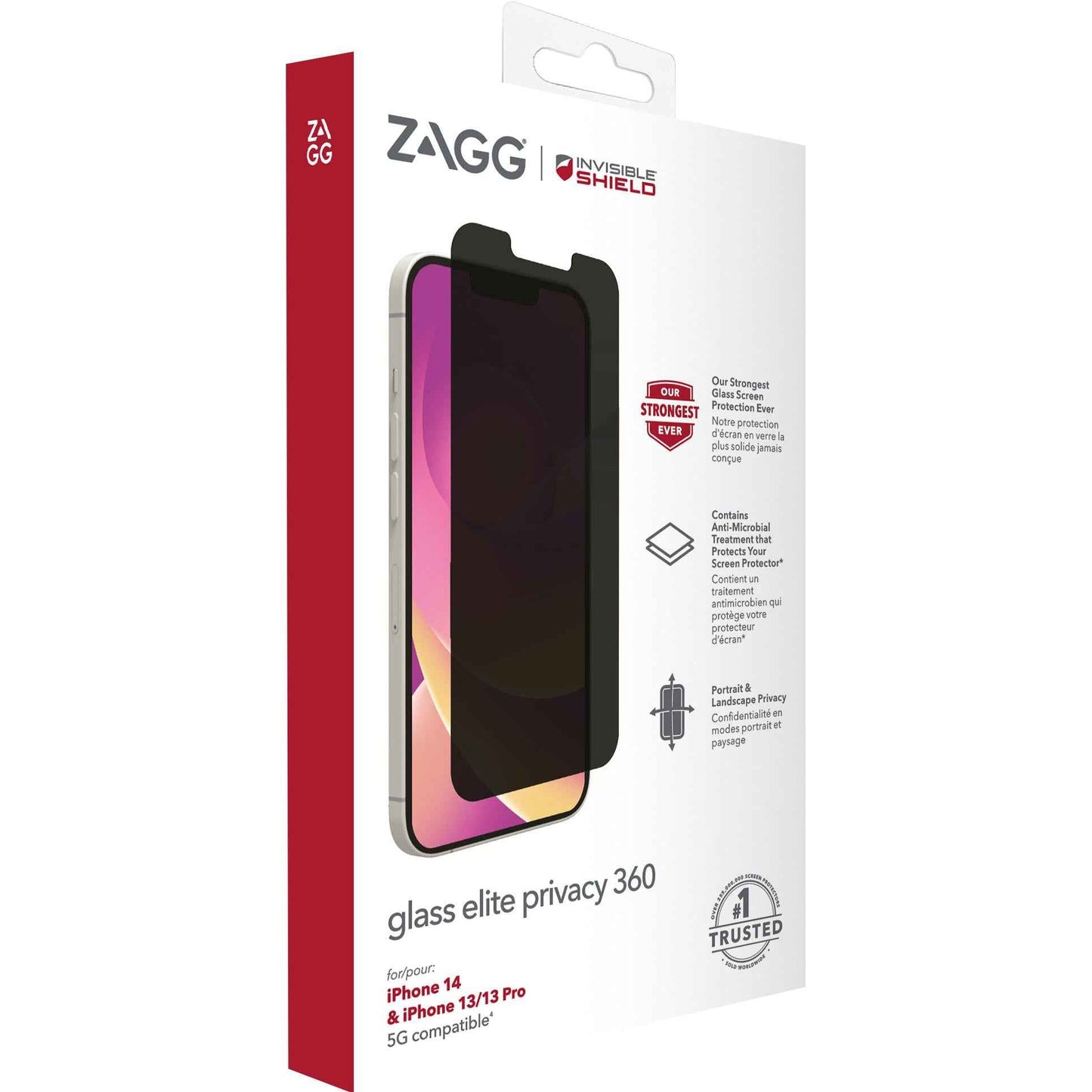 InvisibleShield Glass Elite Privacy 360 (4-way) Screen Protector Apple iPhone 14/13/13 Pro