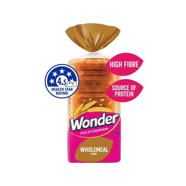 WONDER BREAD WHOLEMEAL:PLUS IRON:.:700GRAM