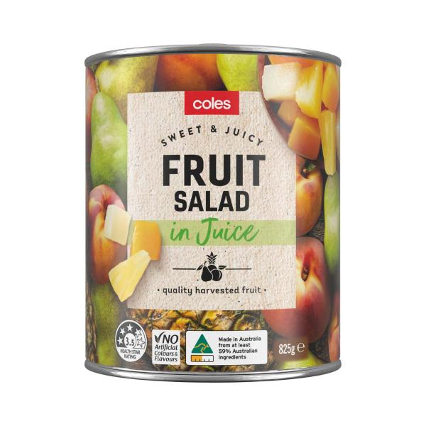 COLES FRUIT SALAD IN JUICE 825G