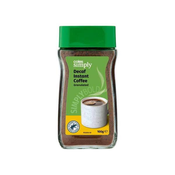 COLES SIMPLY DECAF INSTANT COFFEE GRANULATED 100G