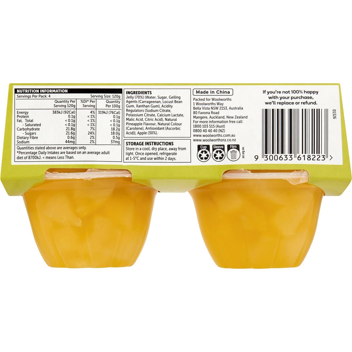 Woolworths Apple In Pineapple Jelly 4 Pack