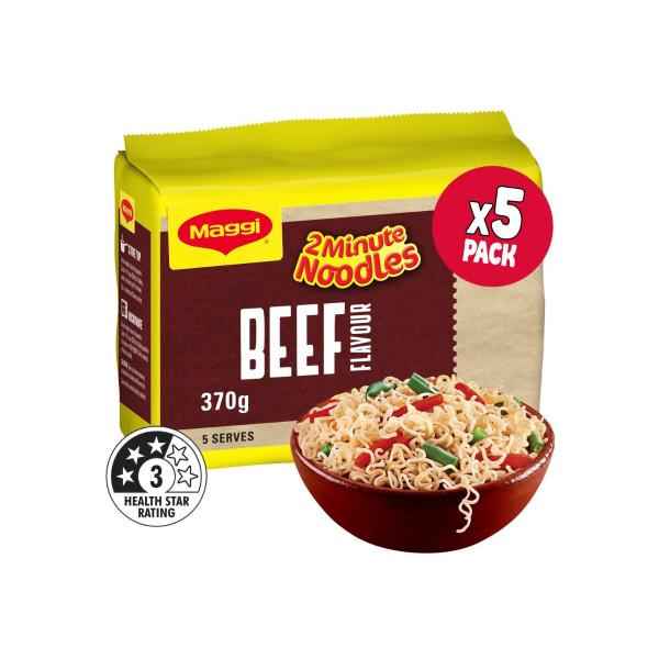 2 Minute Instant Noodles Beef Flavour 5 Pack