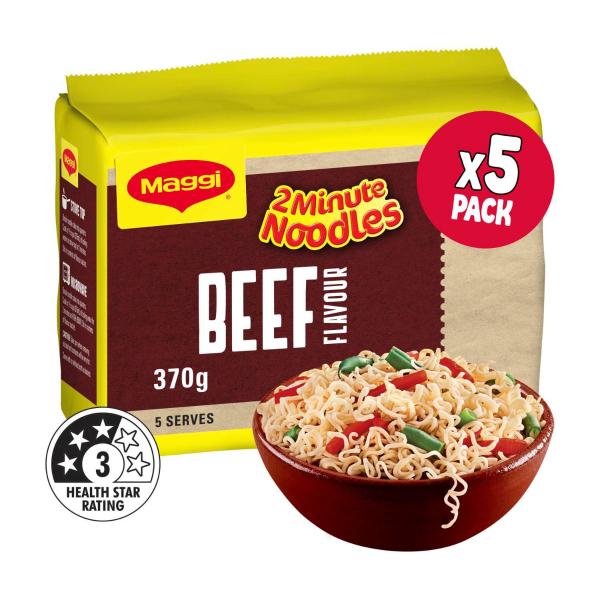MAGGI 2 MINUTE INSTANT NOODLES BEEF FLAVOUR 5 PACK