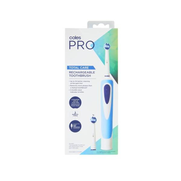 COLES PRO TOTAL CARE RECHARGEBLE USB TOOTHBRUSH 1 PACK