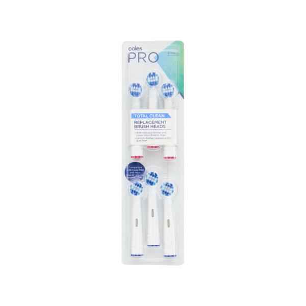 COLES PRO TOTAL CLEAN REPLACEMENT BRUSH HEADS 6PK