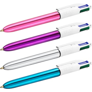 BIC 4 Colour Retractable Ball Pen Shine 3 pack