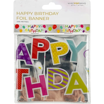 Whiz Pop Bang Happy Birthday Foil Banner 3.65m each